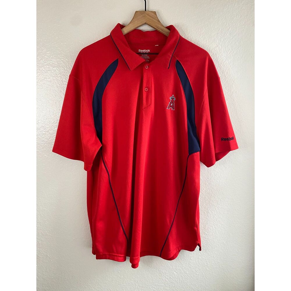 Vintage Reebok Los Angeles Angels Performance Polo Mens XXL Red MLB Baseball